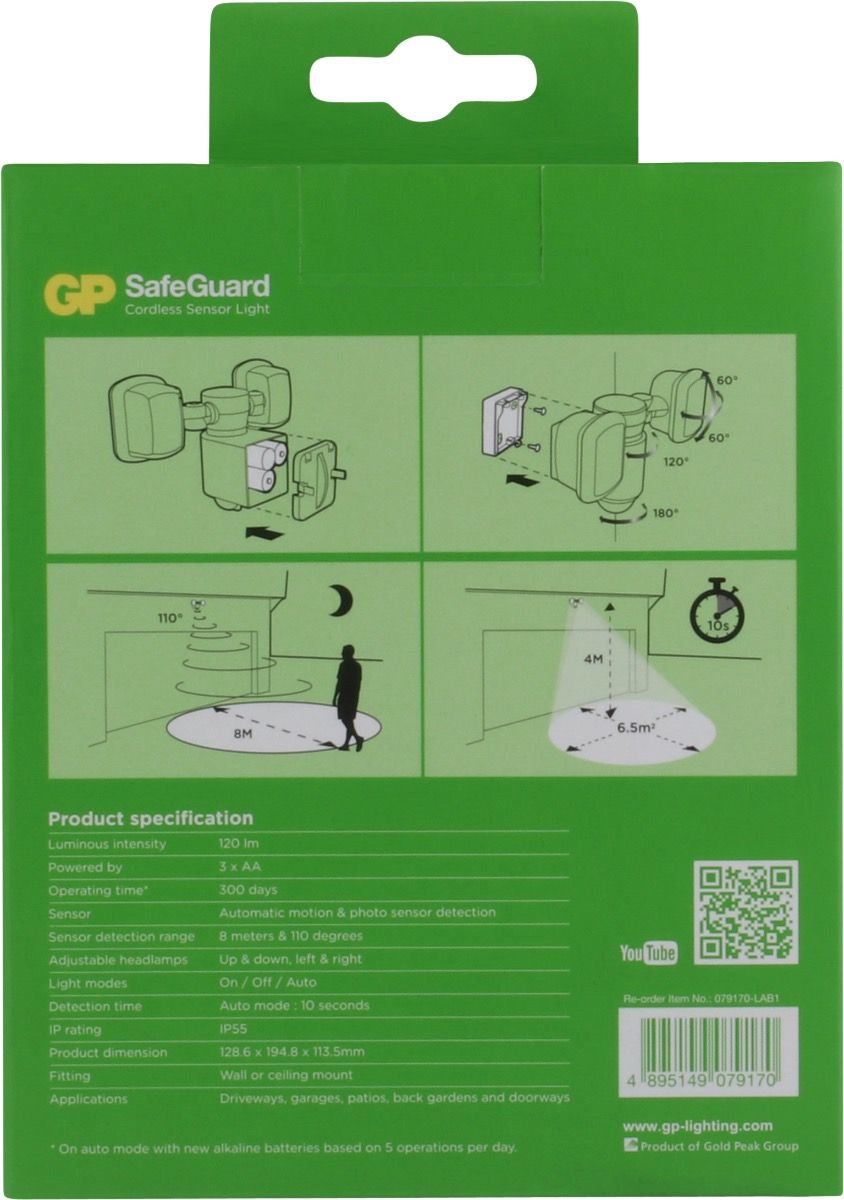 GP SafeGuard RF2.1 buitenlamp met sensor