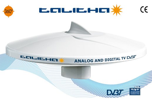 Glomex Talitha omni-directionele maritieme TV-antenne met 360° ontvangst en instelbare signaalversterking voor storingsvrije televisie aan boord