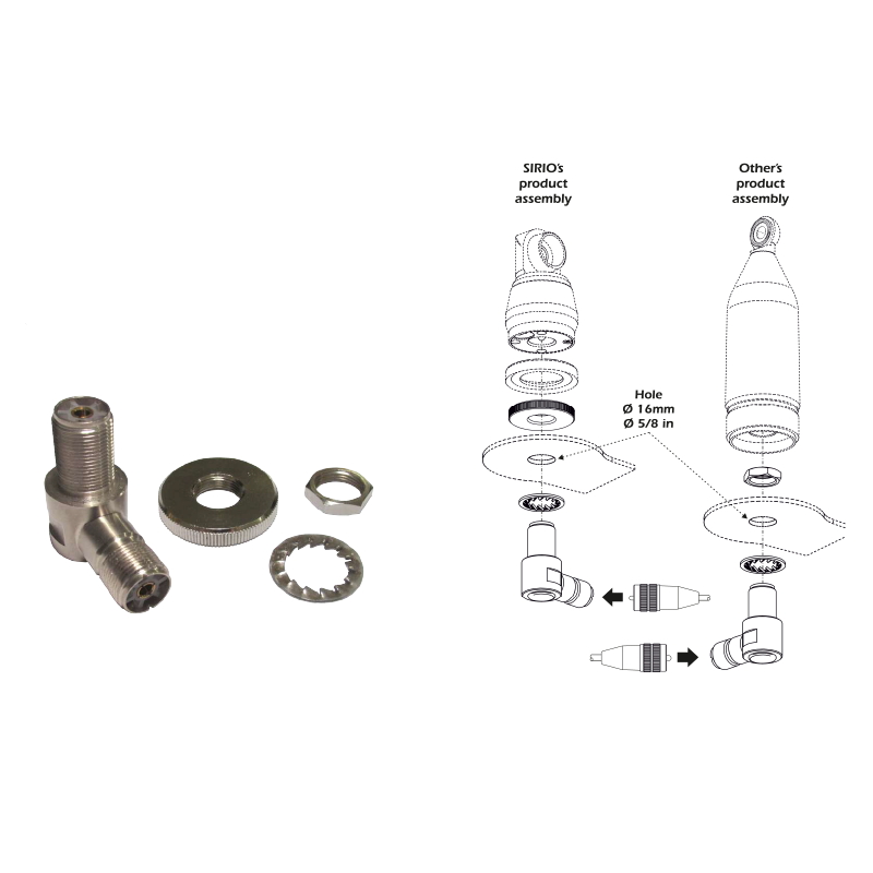 Sirio haakse SO-239 connector met montage instructies