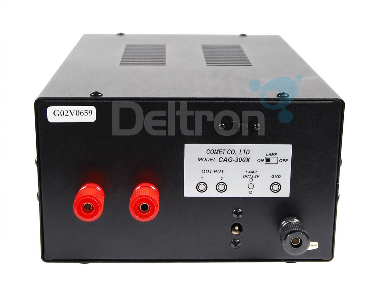 Achterzijde van de Comet CAG-300X artificial ground een kunstmatige aarding voor antennes