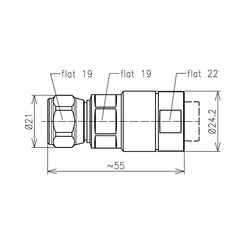 Afmetingen van de Spinner 706417 N-Male O-Ring Multifit connector voor LCF12