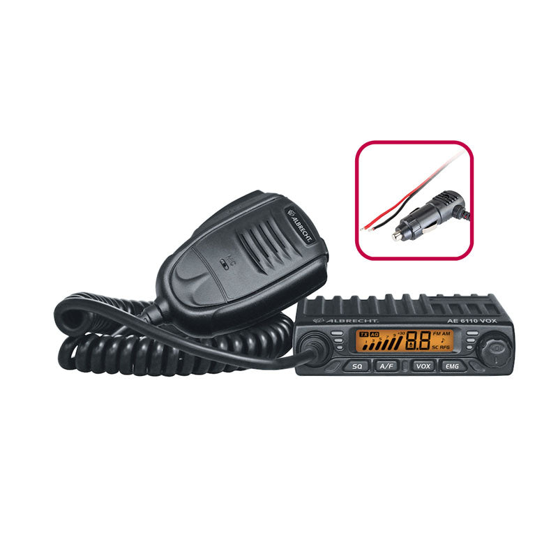 Albrecht AE6110 VOX 27MC CB transceiver met sigaret aanstekerplug (CLP)