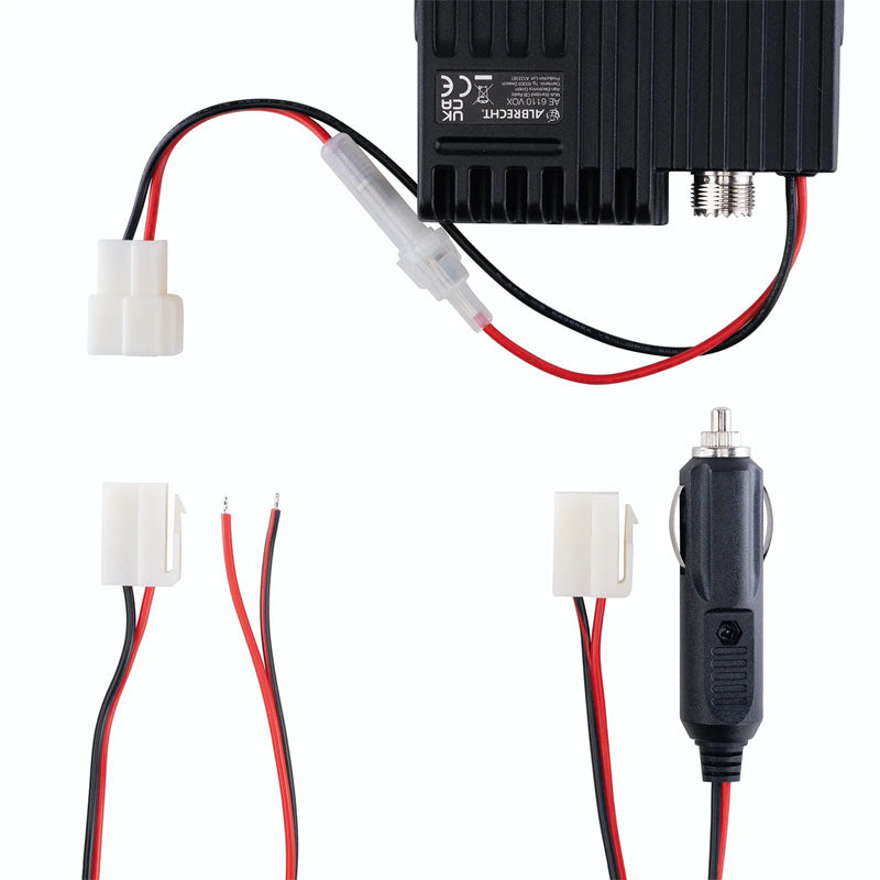 Albrecht AE6110 VOX met voedingskabels via 12/24V of via sigaretaansteker