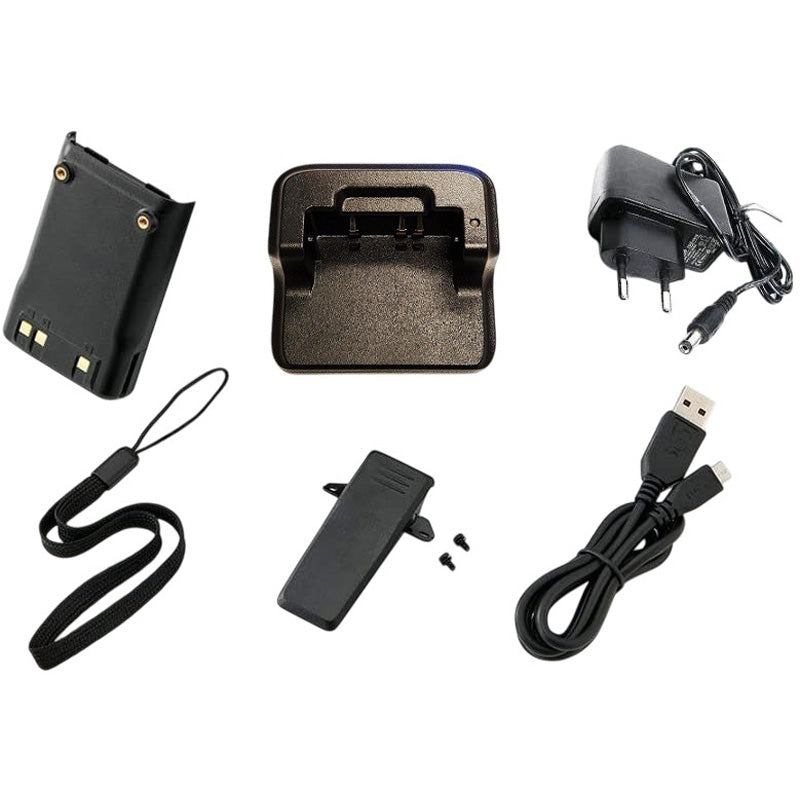 Alinco DJ-MD5XEG portable UHF/VHF transceiver met meegeleverde accessoires