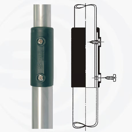 Detailfoto van de mast bevestiging van een Sirio SY-3 yagi antenne voor de 27MHZ