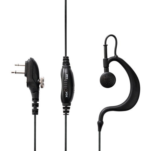 Midland MA27-M headset met 2-pin standaard connector, oortje met oorhaak en een schakelaar voor PTT en VOX