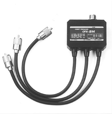Hoogwaardige Comet CFX-514 Triplexer met PL-259 connectoren en minimaal signaalverlies