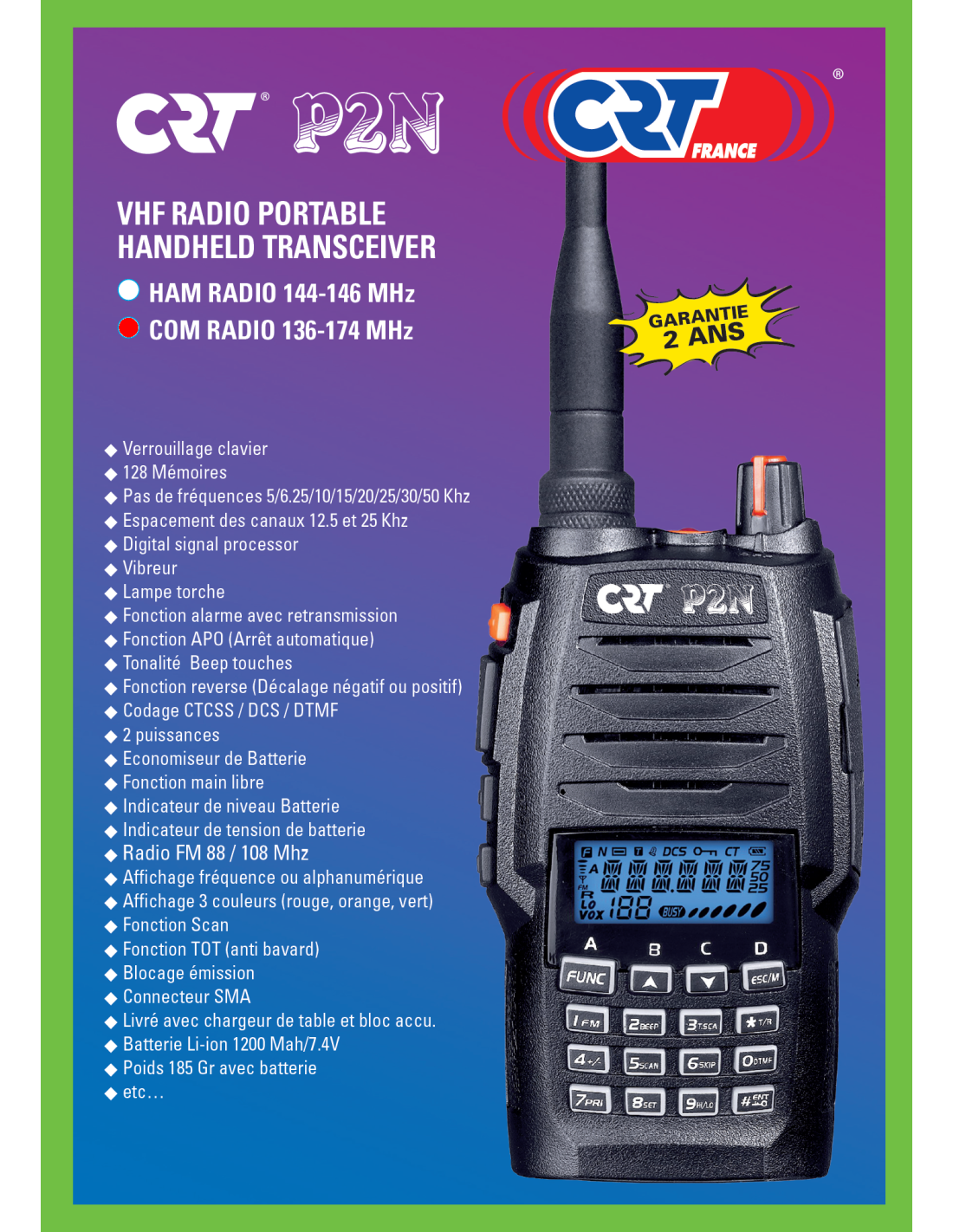 CRT P2N COM VHF handheld transceiver in originele verpakking