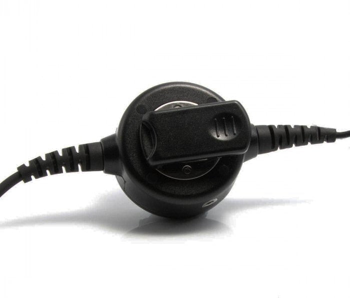 Achterkant PTT-knop op de Komunica NC-PRO-IL headset kabel voor Icom die past op de NC Pro QD noise cancelling koptelefoon voor transceivers