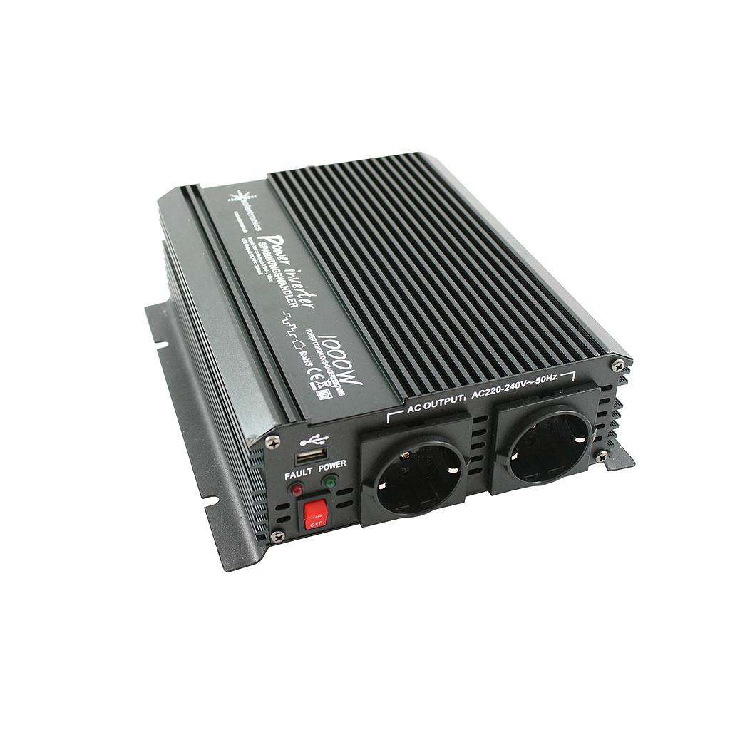 RoadSeo 24V-230V omvormer, 1000W continu, 2000W piek, ideaal voor vrachtwagens, campers en boten