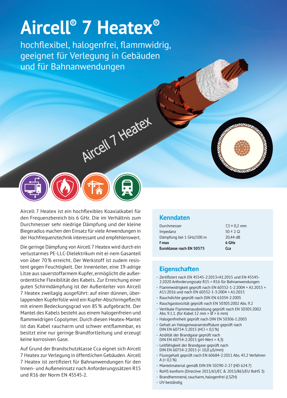 Datasheet Aircell-7 Heatex coaxkabel van het merk SSB