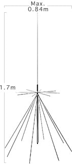 Diamond D130J super discone antenne voor ontvangstbereik van 25 tot 1300 MHz en zenden op 6 meter, 2 meter, 70 cm en 23 cm