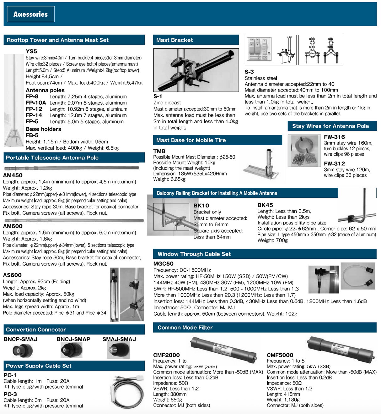 Diamond antenne accessoires overzicht