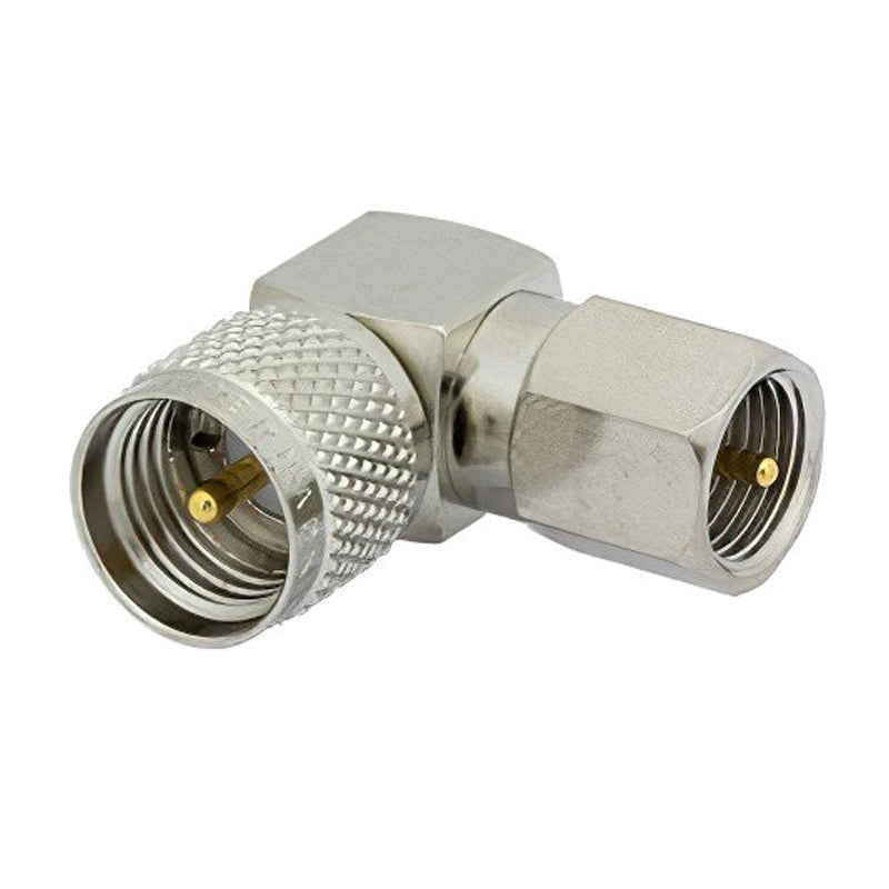 FME-Male naar UHF-Male haakse adapter, ideaal voor het aansluiten van een 27MC transceiver in je vrachtwagen, auto of camper