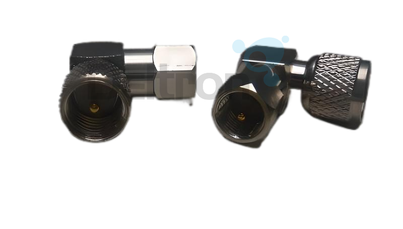 Haakse adapter van FME-Male naar Mini-UHF-Male met vergulde pinnen