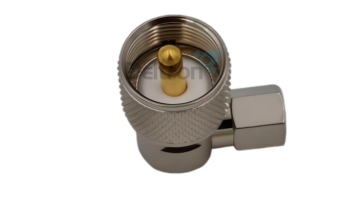 Haakse adapter FME-Male naar UHF-Male met vergulde pin