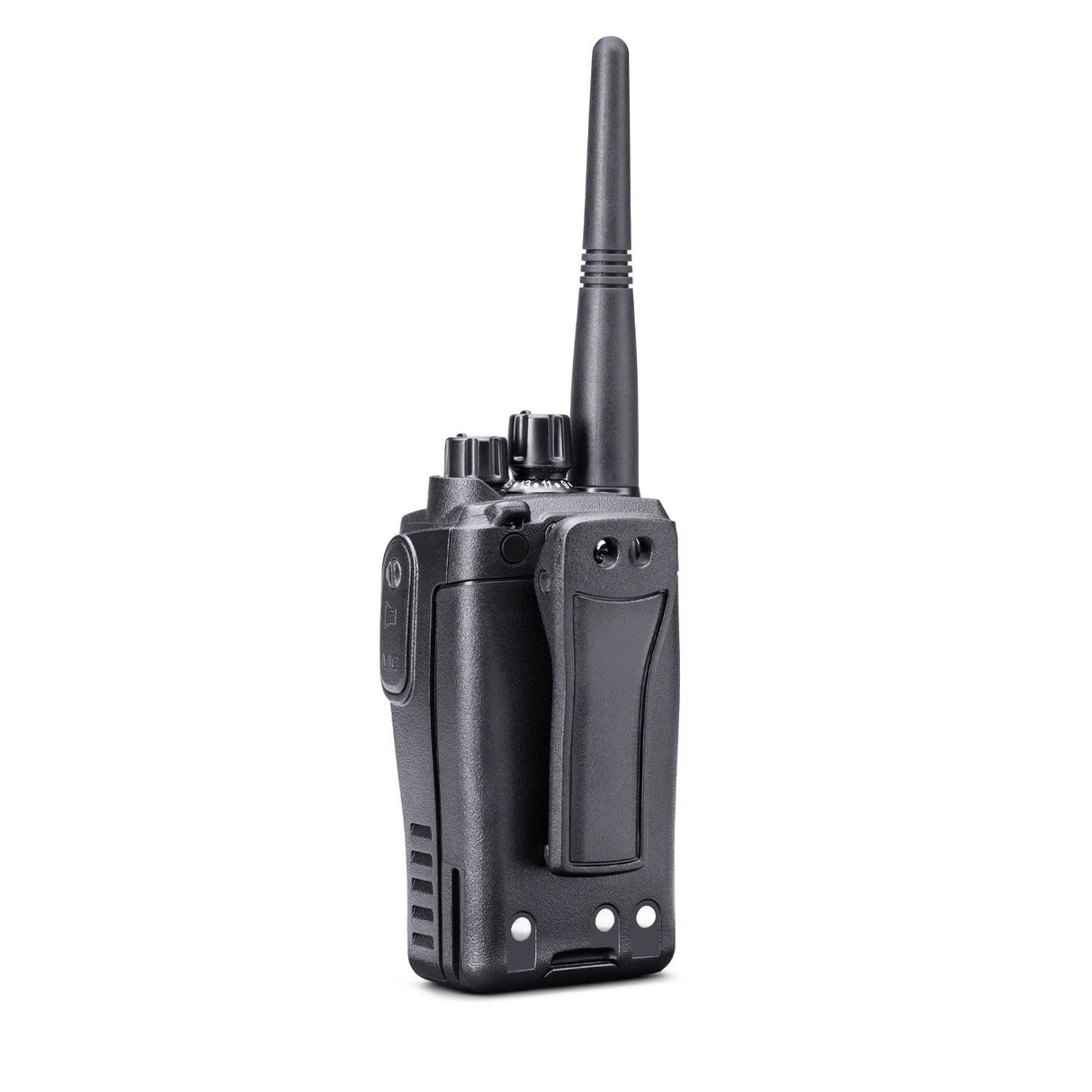 Midland G15 Pro achterzijde PMR446 portofoon met riemclip en antenne