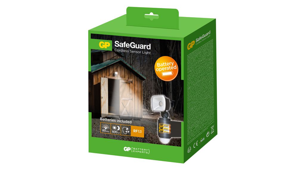 GP Safeguard RF1 buitenlamp 59 lumen in de verpakking