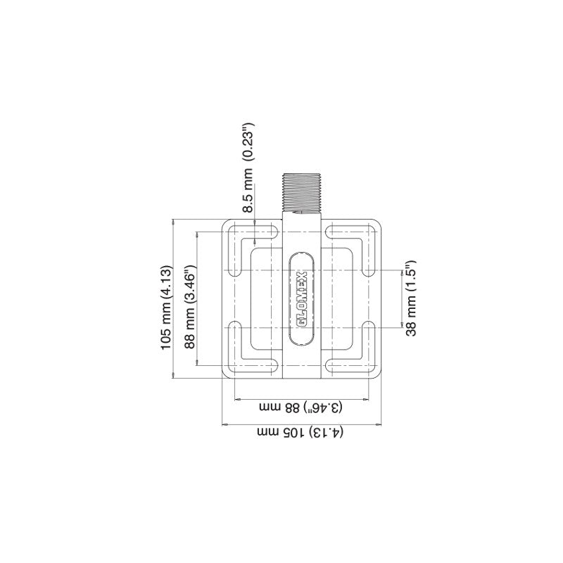 Glomex V9171 beugel voor buizen en relingen van 22 tot 80mm. Gedetailleerde afmetingen