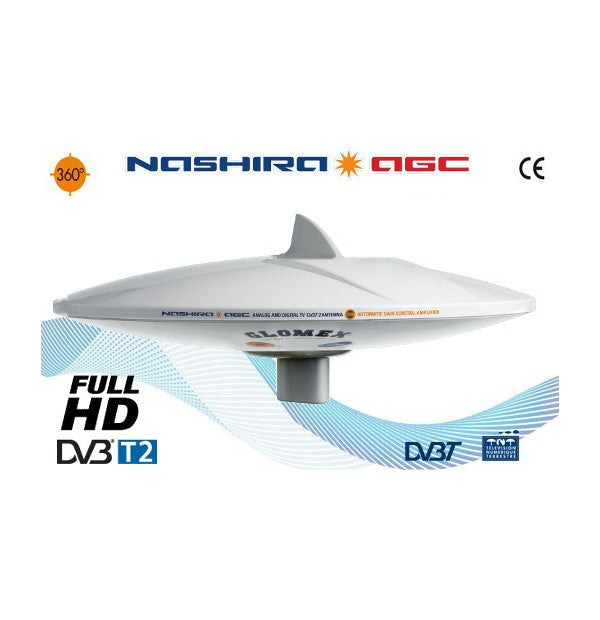 DVB-T en DVB-T2 maritieme TV-antenne met automatische gain control (AGC)