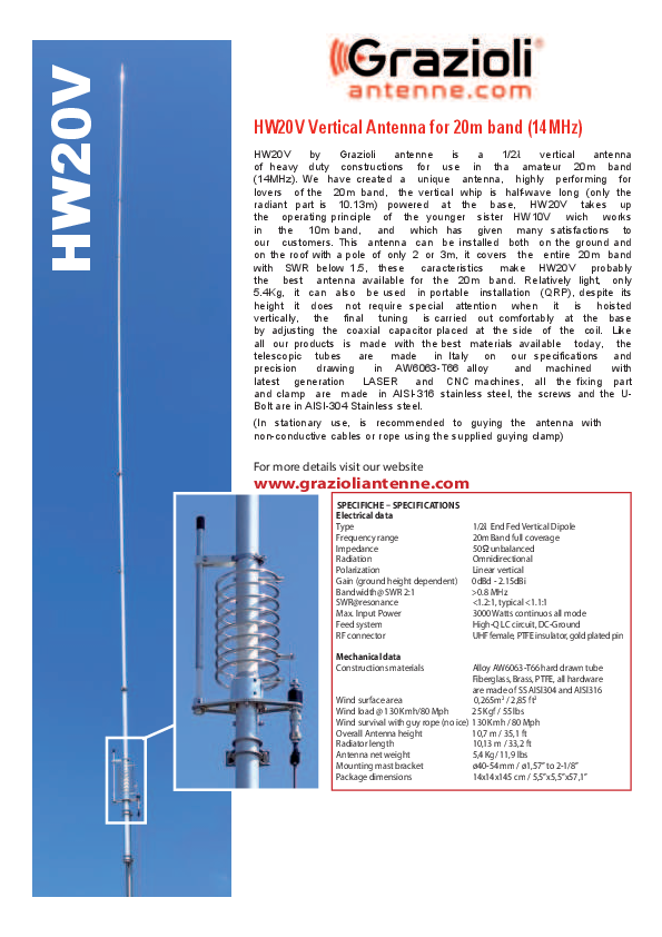 Antennespoel detail van de Grazioli HW20V UHF/VHF basis antenne