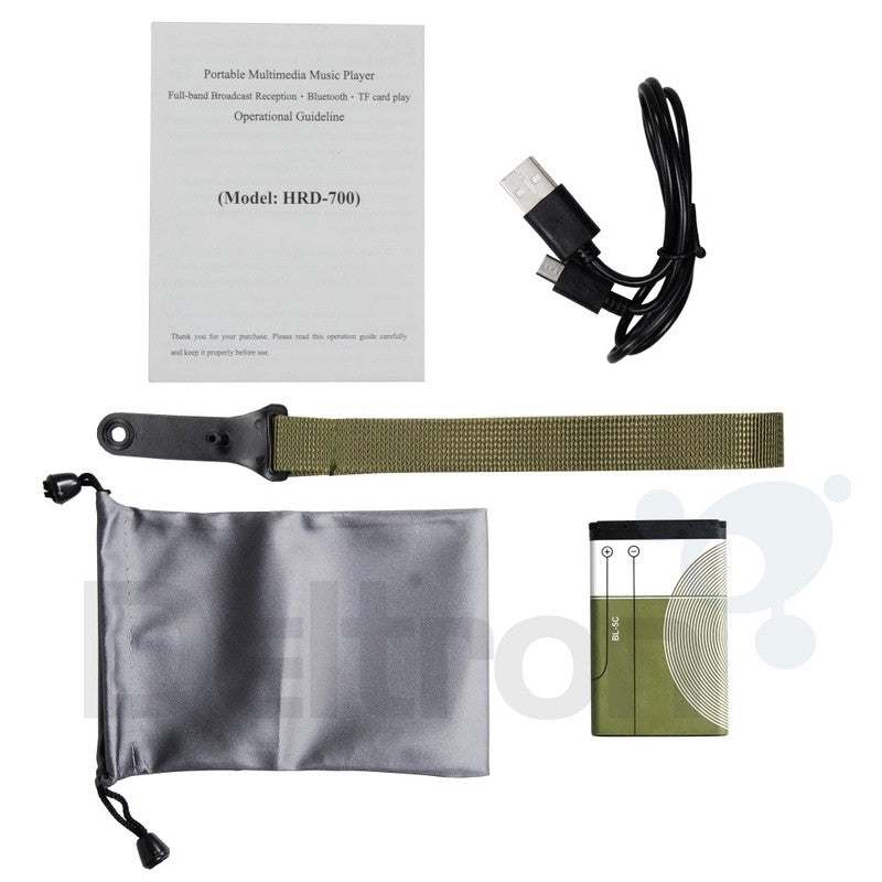 HanRongDa HRD-700 wereldontvanger met meegeleverde accessoires