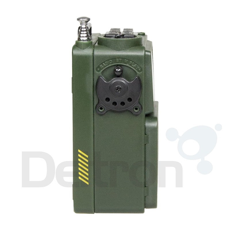 HanRongDa HRD-700 legergroene wereldontvanger met tuningknop en telescopische antenne