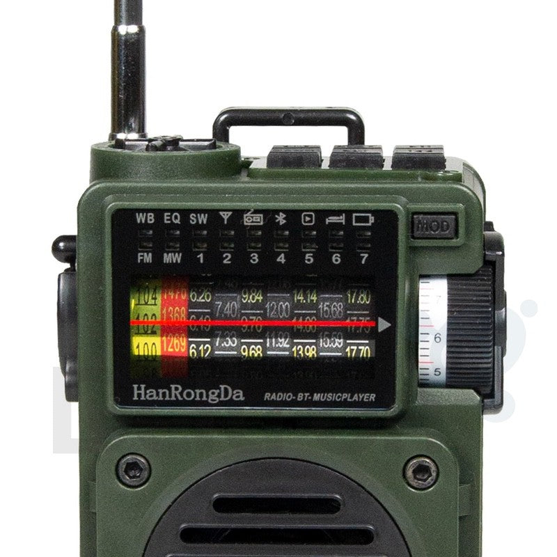 HanRongDa HRD-700 display van de wereldontvanger met rechts de tuningknop