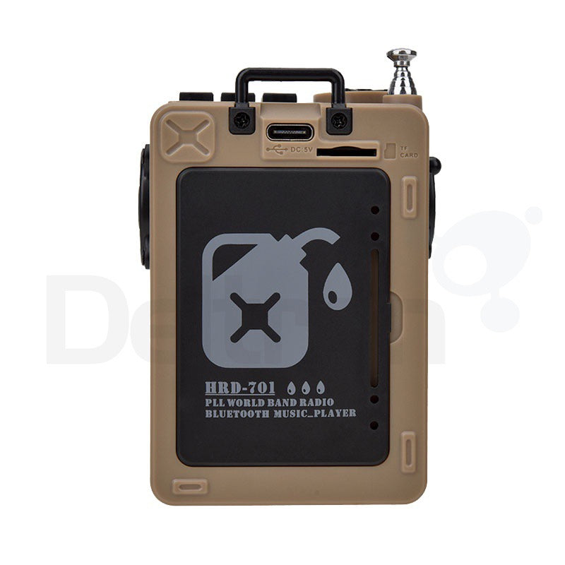 HanRonDa HRD-701 wereldontvanger achterzijde met handvat en telescopische antenne