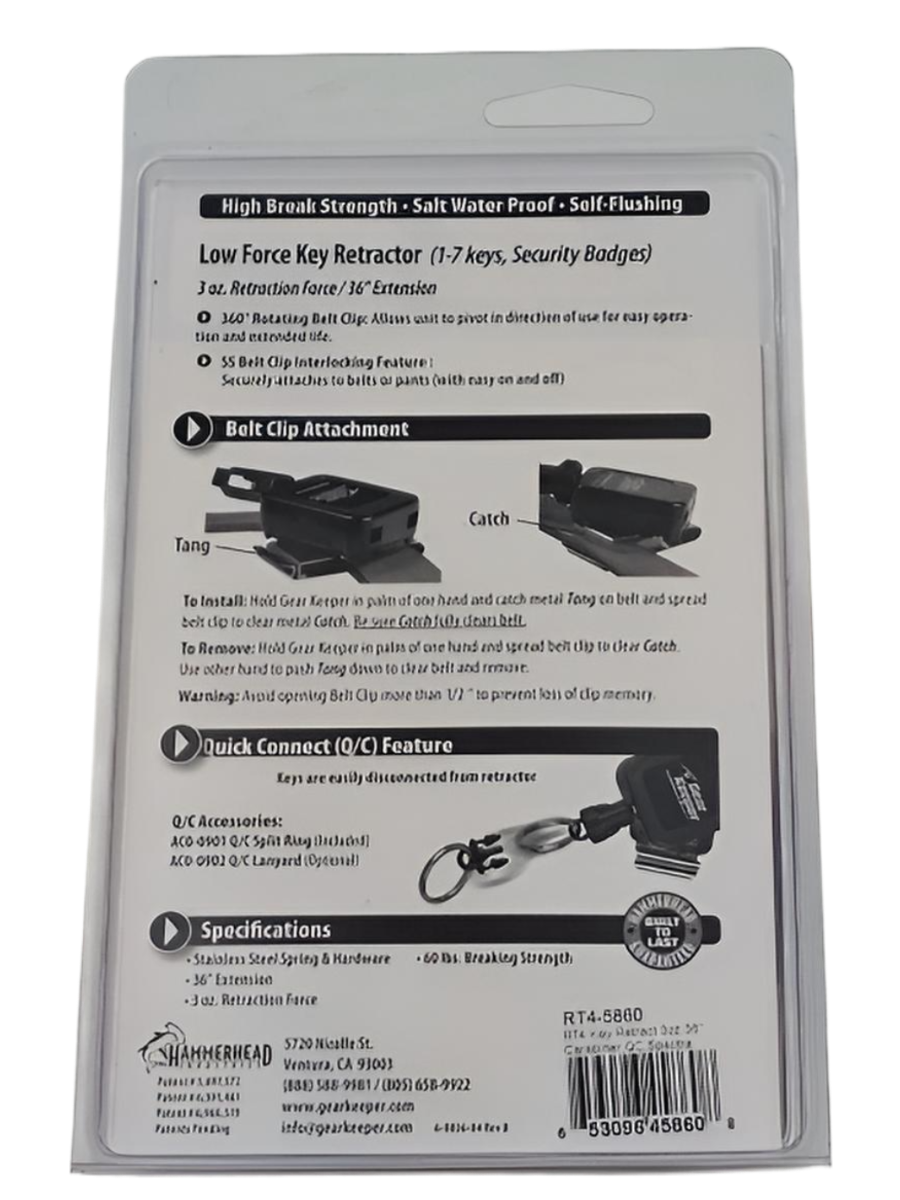 Achterzijde verpakking van de Gear Keeper RT4-5860 met daarop de instructies voor gebruik in het Engels