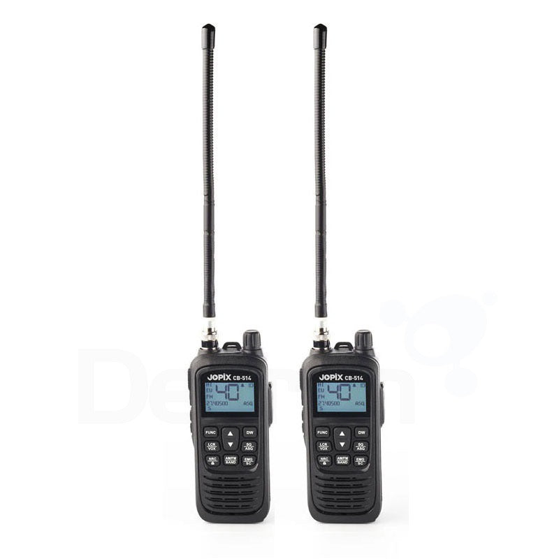 Twee Jopix CB514 27MC portofoons met antenne en groot display