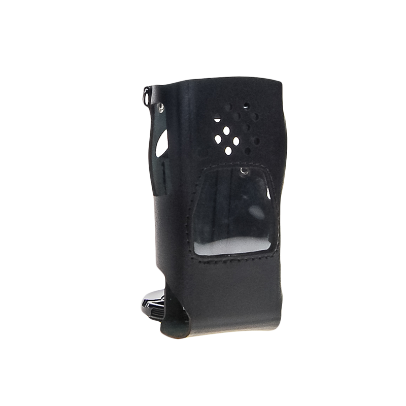 Leren beschermhoes voor portofoon met riemclip en stevige pasvorm