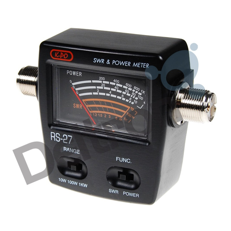 K-PO RS-27 SWR en vermogensmeter met SO239 aansluitingen links en rechts