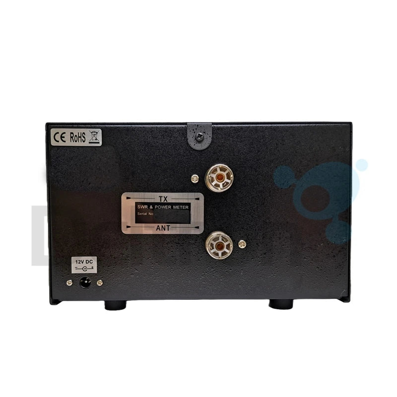 Achterkant TX-101 swr en watt meter met de aansluitingen