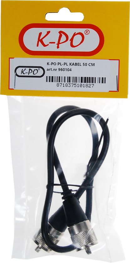 K-PO tussenkabel 50cm RG58 met PL-259 (UHF-Male) connectoren eraan gemonteerd