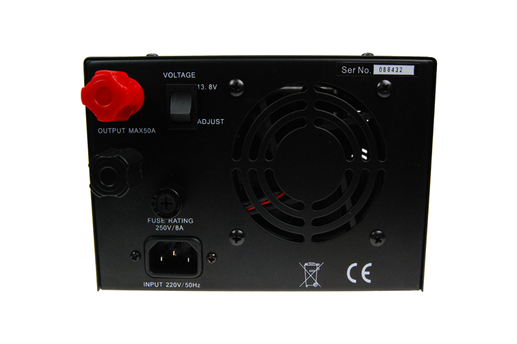 chterzijde K-PO SPS-50-II voeding met ventilator en DC-uitgangen