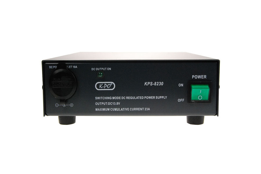 K-PO KPS-8230 schakelende elektronische voeding. Voorzijde met bedieningsknoppen