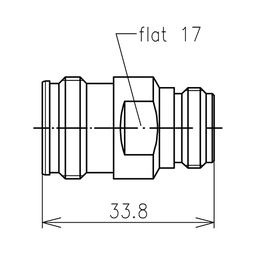 Afmetingen N-Female naar 4.3-10 adapter voor RF-installaties tot 6 GHz