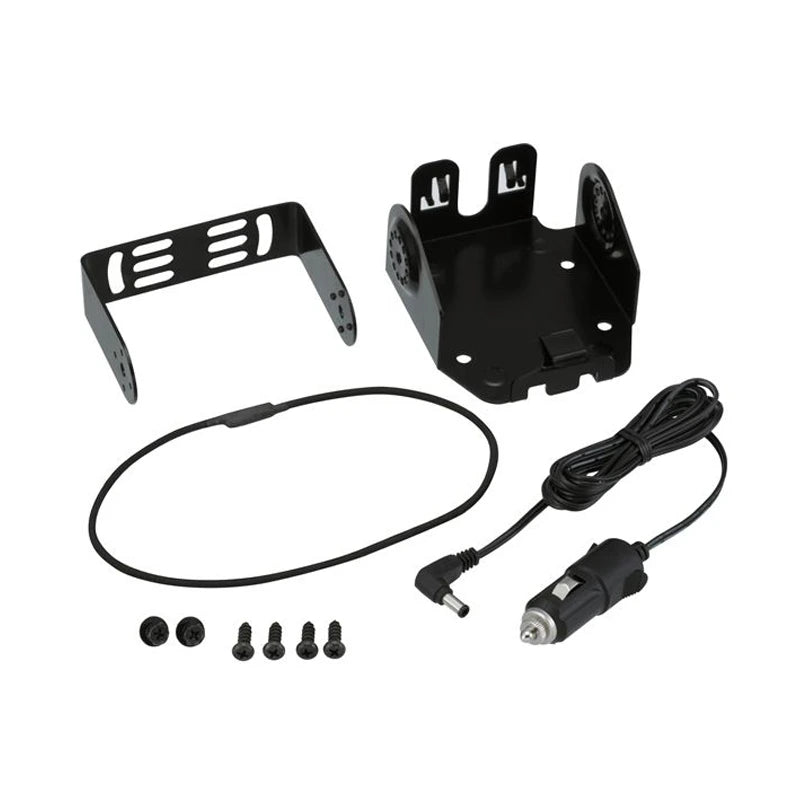 Kenwood KVC-22W 12V autolader met houder aangesloten op sigarettenaansteker