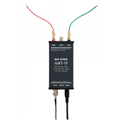 mAT-1F antennetuner met BNC-aansluiting en banaanconnectoren voor draad- en coaxantennes