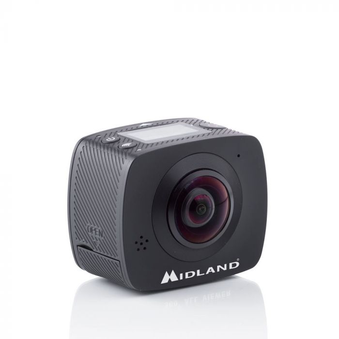 Midland H360 actiecamera met een 360 graden kijjkhoek door de twee 220gradne lenzen aan beide kanen