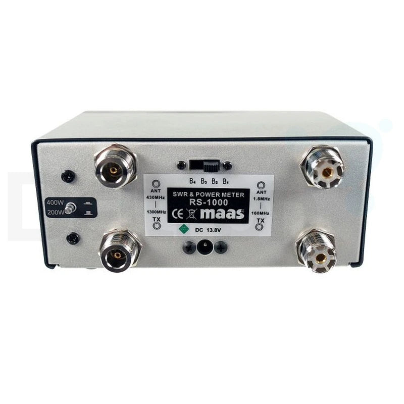 Maas RS-1000 SWR & Watt meter voor de frequenties 1.8 - 160 MHz, 430 - 450 MHz, 800 - 930 MHz en 1240 - 1300 MHz.