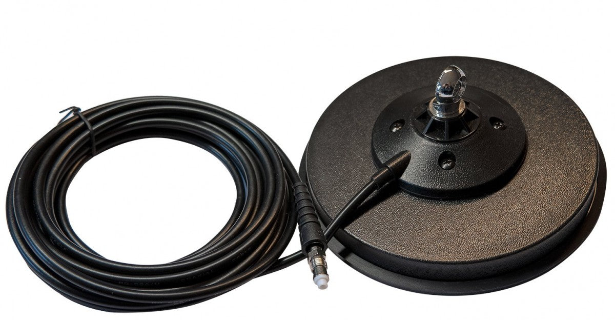 Maas MAG 160 DV magneetvoet 160mm met DV aansluiting, geleverd met 470cm RG58 met gesoldeerde FME-connector en set adapters