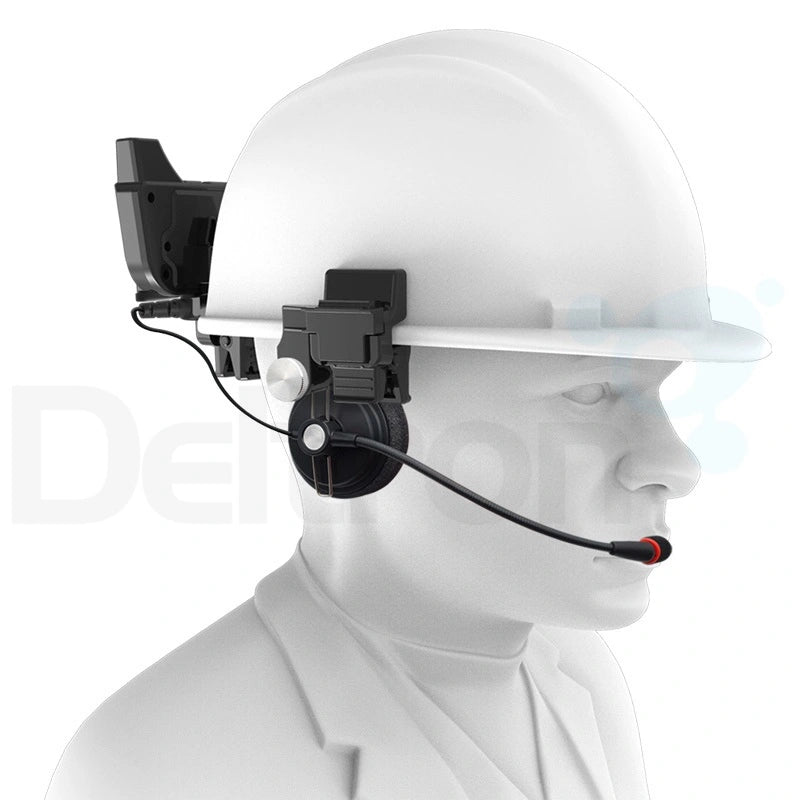 Maytel helmet clip intercom speaker en microfoon aan de rechterkant gemonteerd en intercom achterop