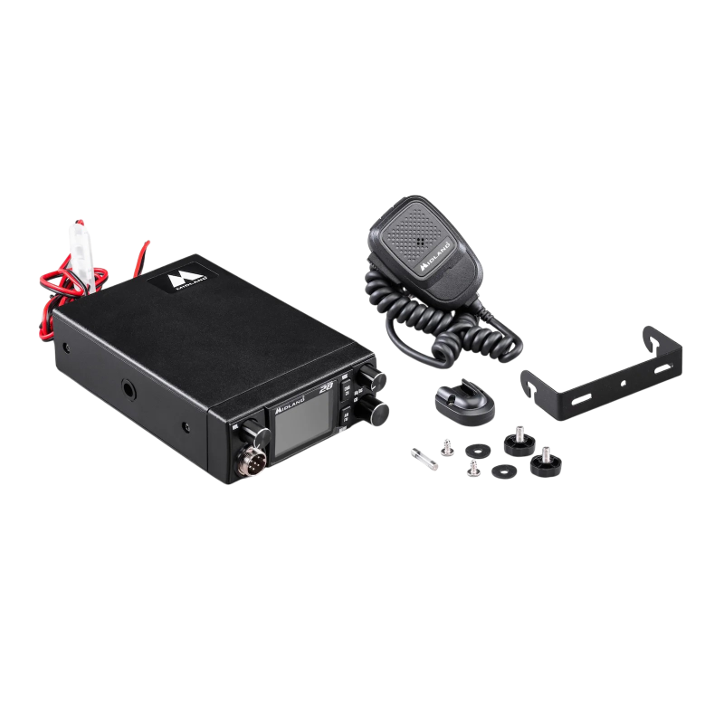 Midland 28 mobiele 7MHz transceiver van bovenaf gezien