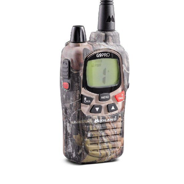 Miland G9 Pro PMR446 portofoon in camouflage kleuren C1385.01 met groot display en groene achtergrond verlichting