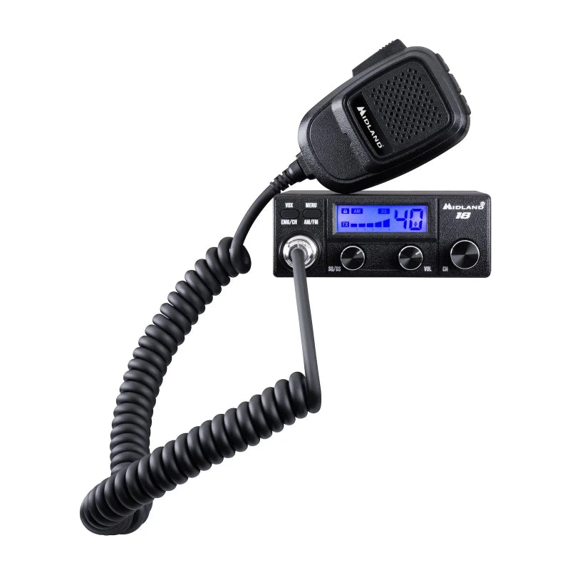 Mobiele 27MHz transceiver Midland 18 met dubbele squelch-modus en RF-versterking"