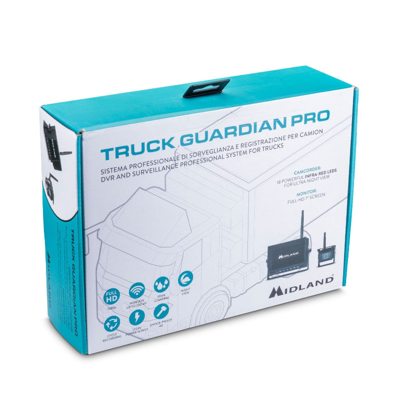 Midland Truck Guardian Pro in de verpakking. Camera voor bewaking van truck, trailer en ladingen