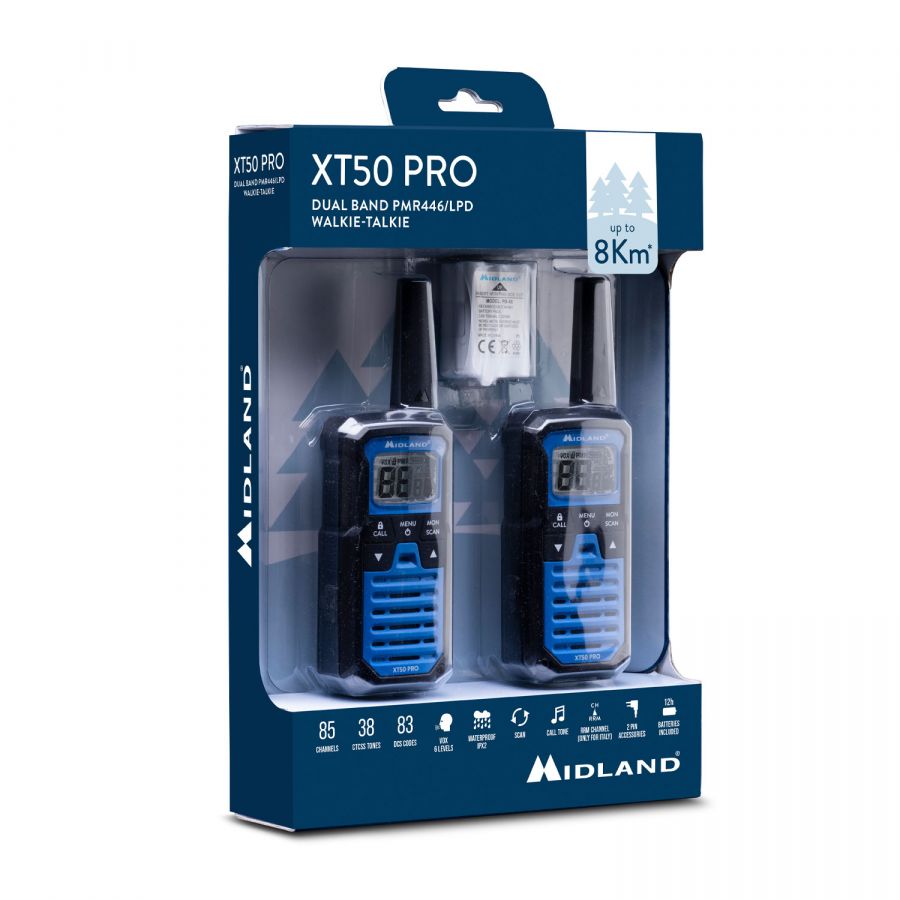 Midland XT50 Pro PMR446 portofoon set twee stuks in originele verpakking