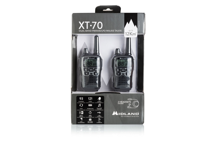 Midland XT-70 C1180 set van twee PMR446 portofoons in de originele verpakking